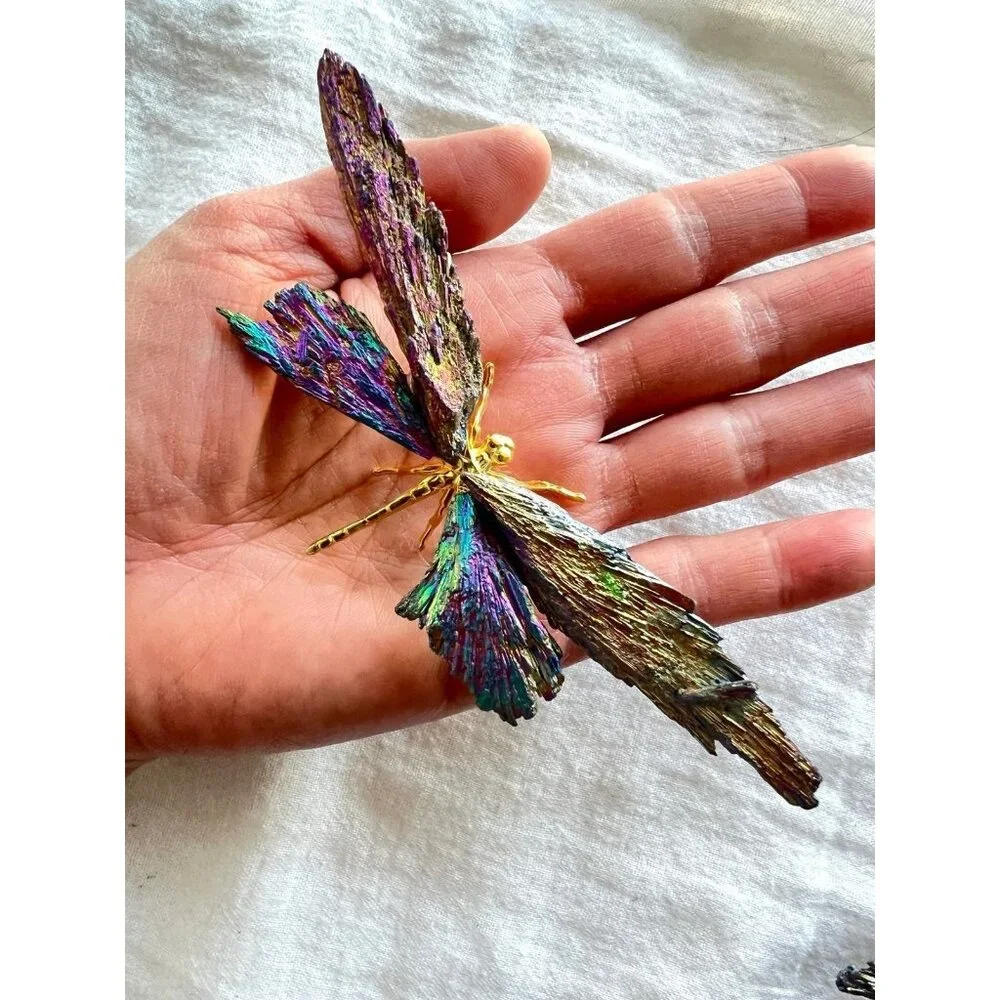 Titanium AURA Coated Black TOURMALINE Dragonfly! - Picture 8 of 8